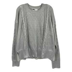 Beach Riot Silver Metallic Cable Knit Sweater | Women’s Size L